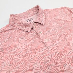 Southern Tide Reyn Spooner Wave‎ Print Performance Polo Shirt Mens 2XL Pink/Red